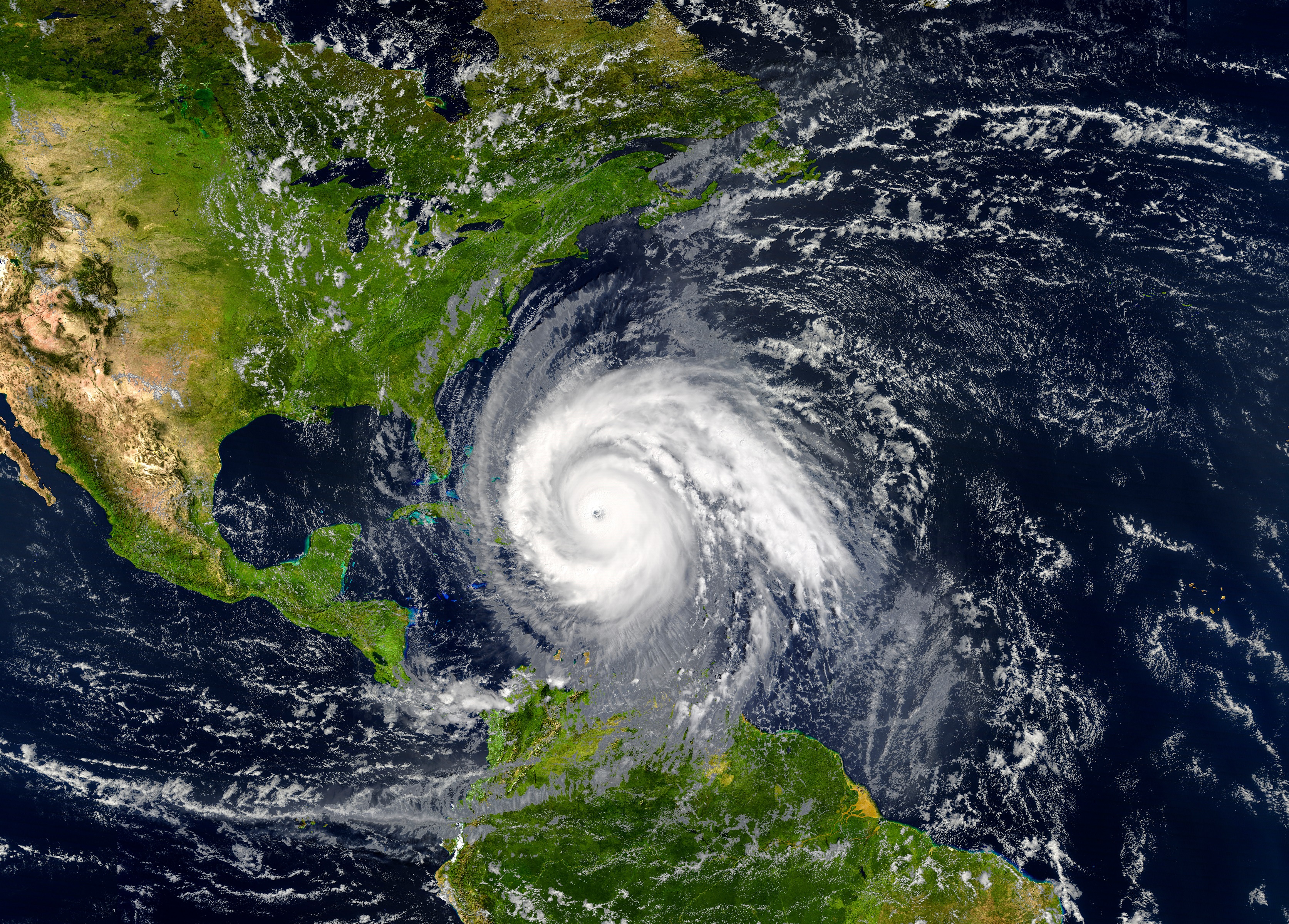 A satellite image of a hurricane over the Gulf of Mexico