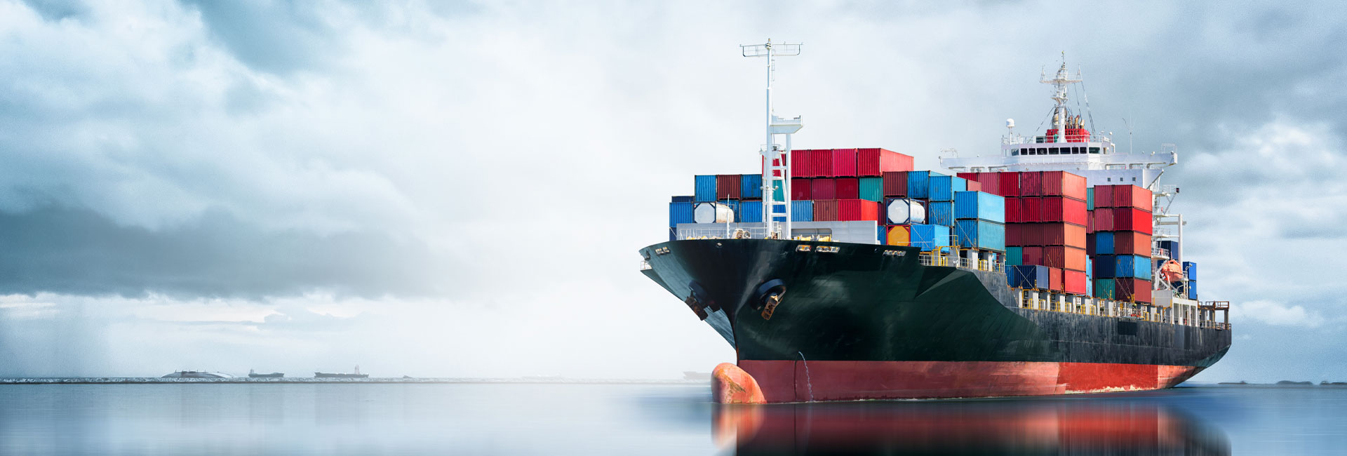 An image of a shipping container at sea