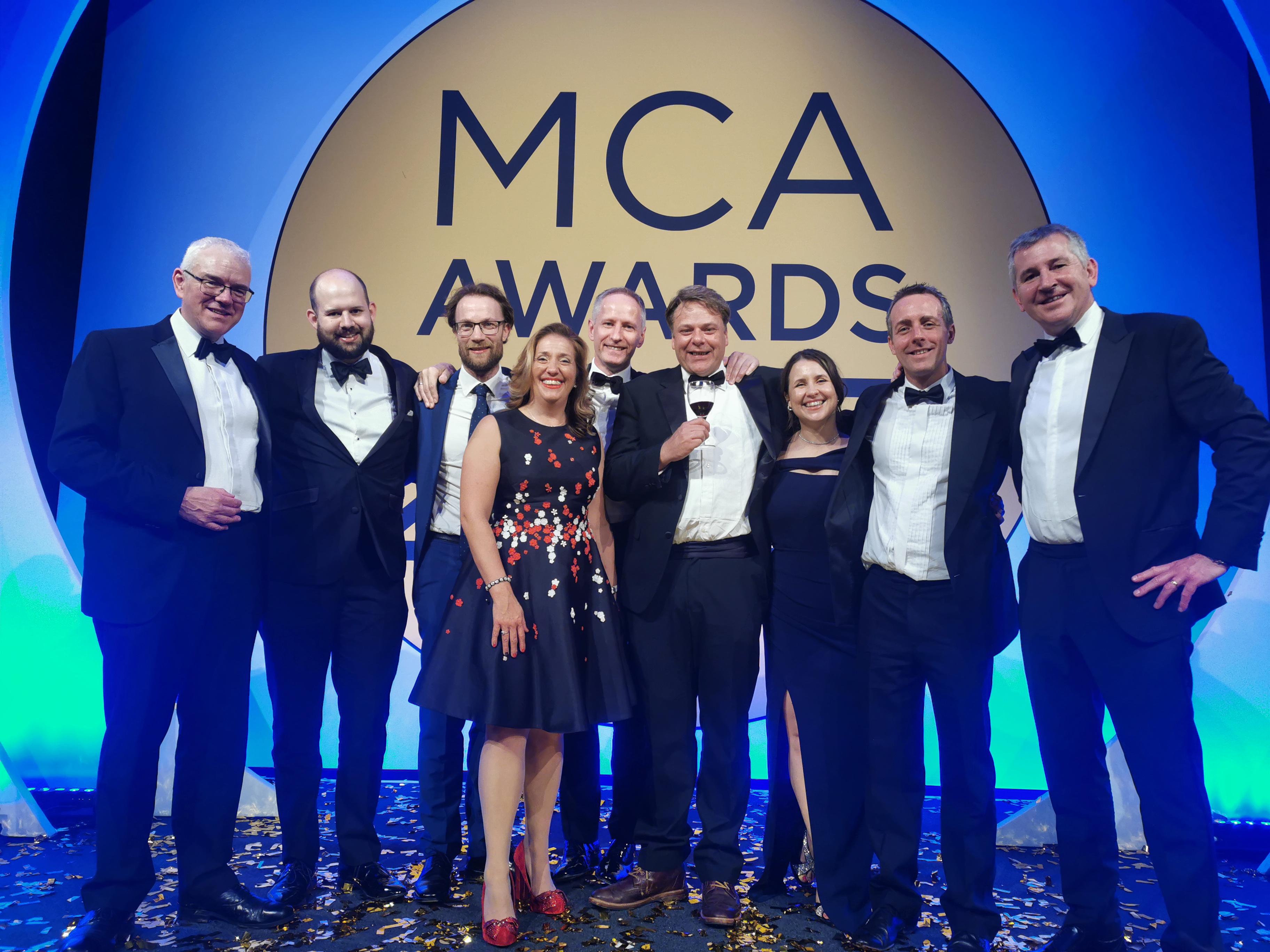 The BMT project teams on stage at the MCA Awards 2023