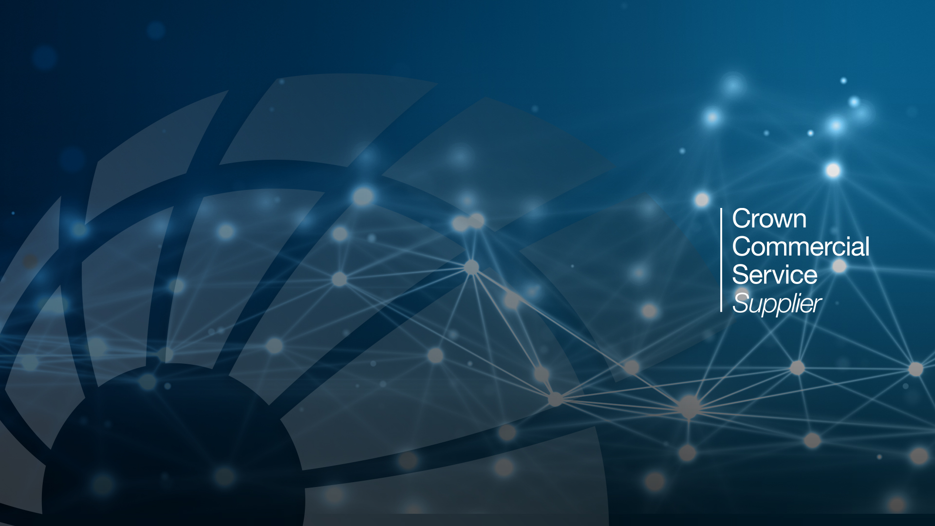 Bright light dots connected by fine lines overlaid with the BMT nautilus and Crown Commercial Service Supplier logo